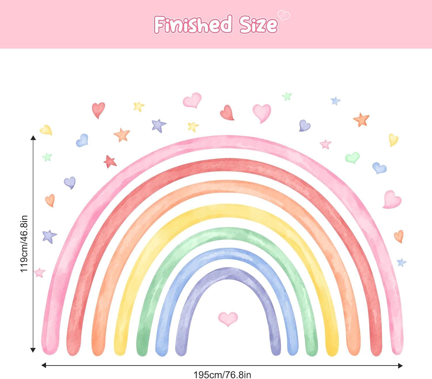 77 x 47 Rainbow Wall Decals for Kids Bedroom Playroom Classroom