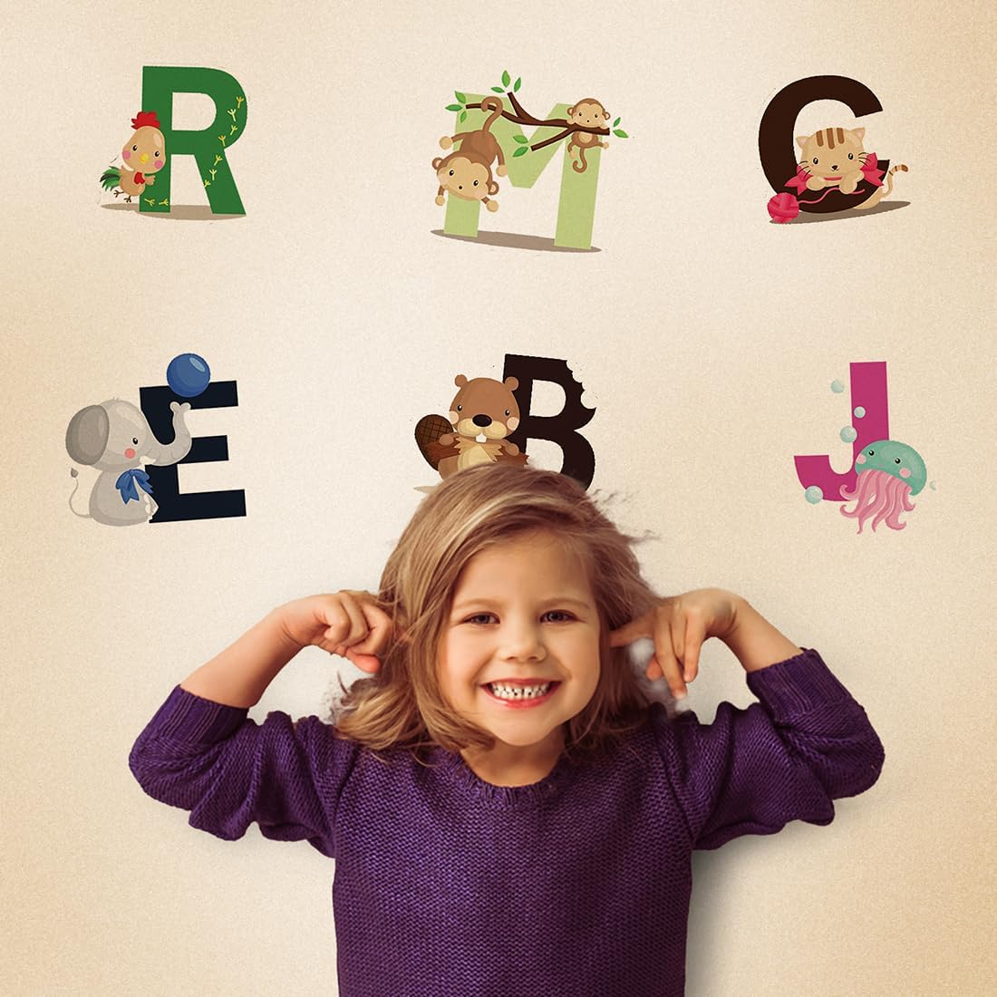DEKOSH Animal Alphabet Wall Decals for Kids