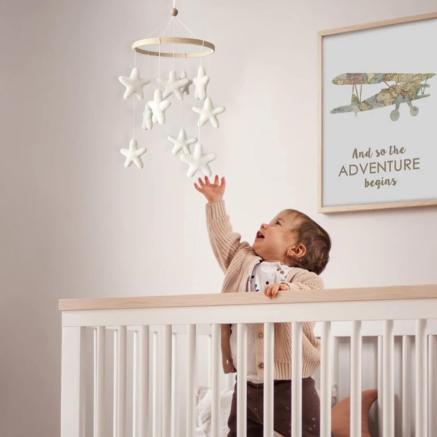 Gender Neutral Baby Mobile - Felt Star Boho Decor