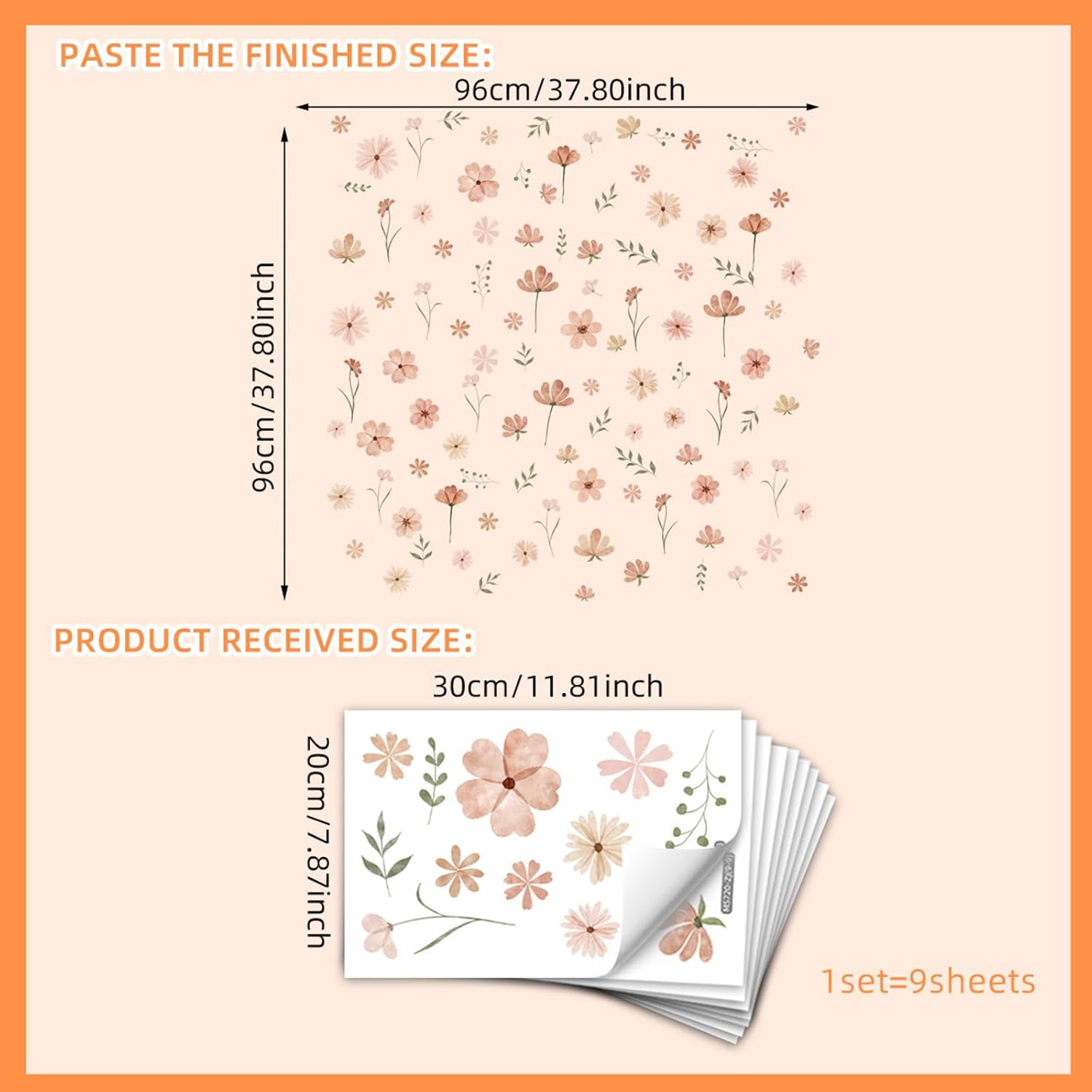 Boho Flower Wall Decals for Girls Bedroom and Kids Room Decor