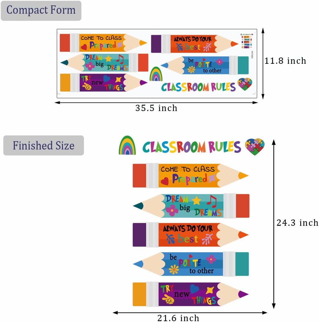 Colorful Inspirational Wall Stickers for Classroom and Kids Room Decor