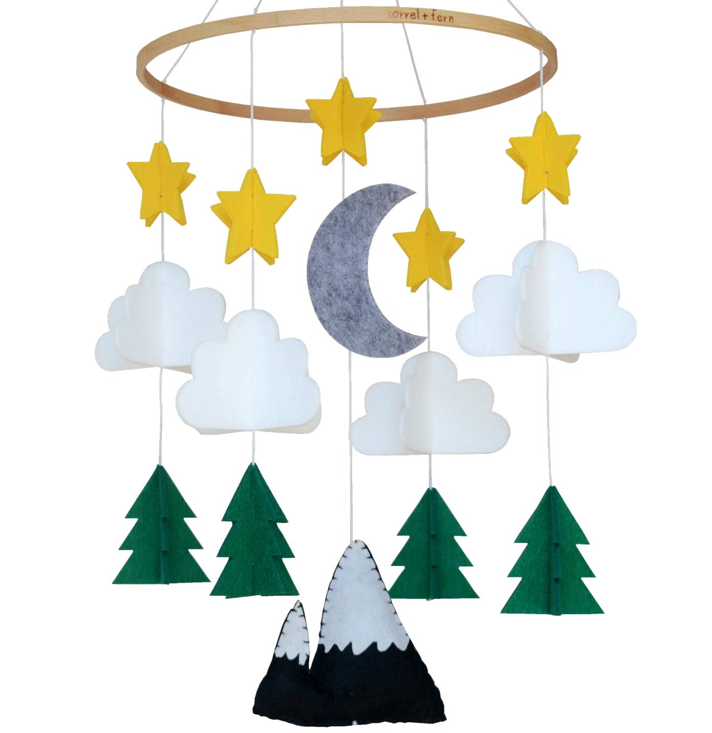 Baby Crib Mobile Starry Woodland Decor for Nursery