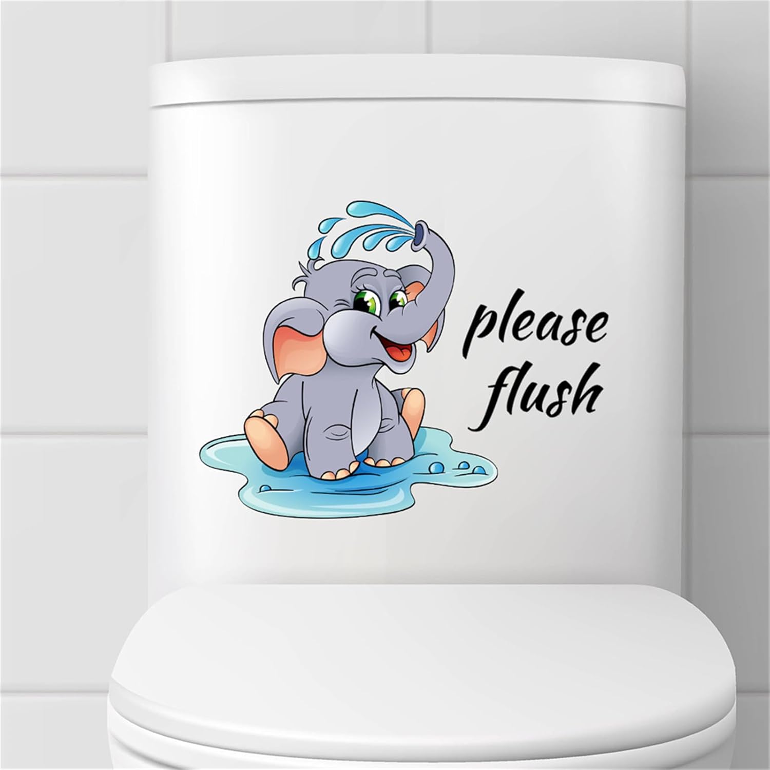 Cute Elephant Toilet Lid Wall Decal 906in x 1102in