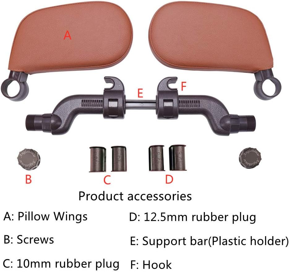 JSKRL Car Headrest Pillow 360 Adjustable PU Leather Support Cushion for Kids Adults Travel Sleeping