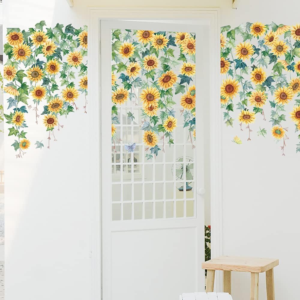 Runtoo Sunflower Wall Stickers for Bedroom and Kids Room