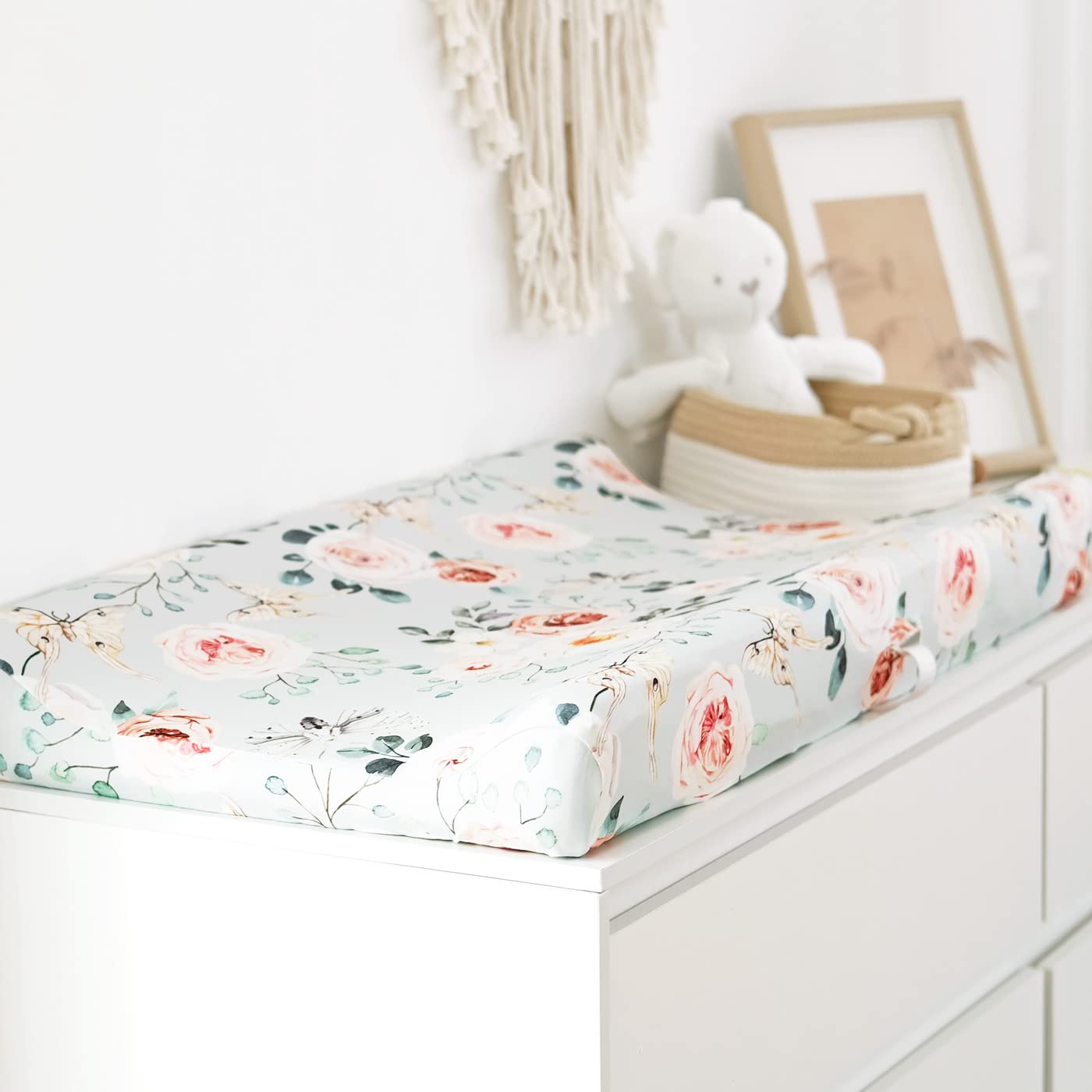 GRSSDER Stretch Ultra Soft Jersey Knit Changing Pad Covers 2 Pack for Girls