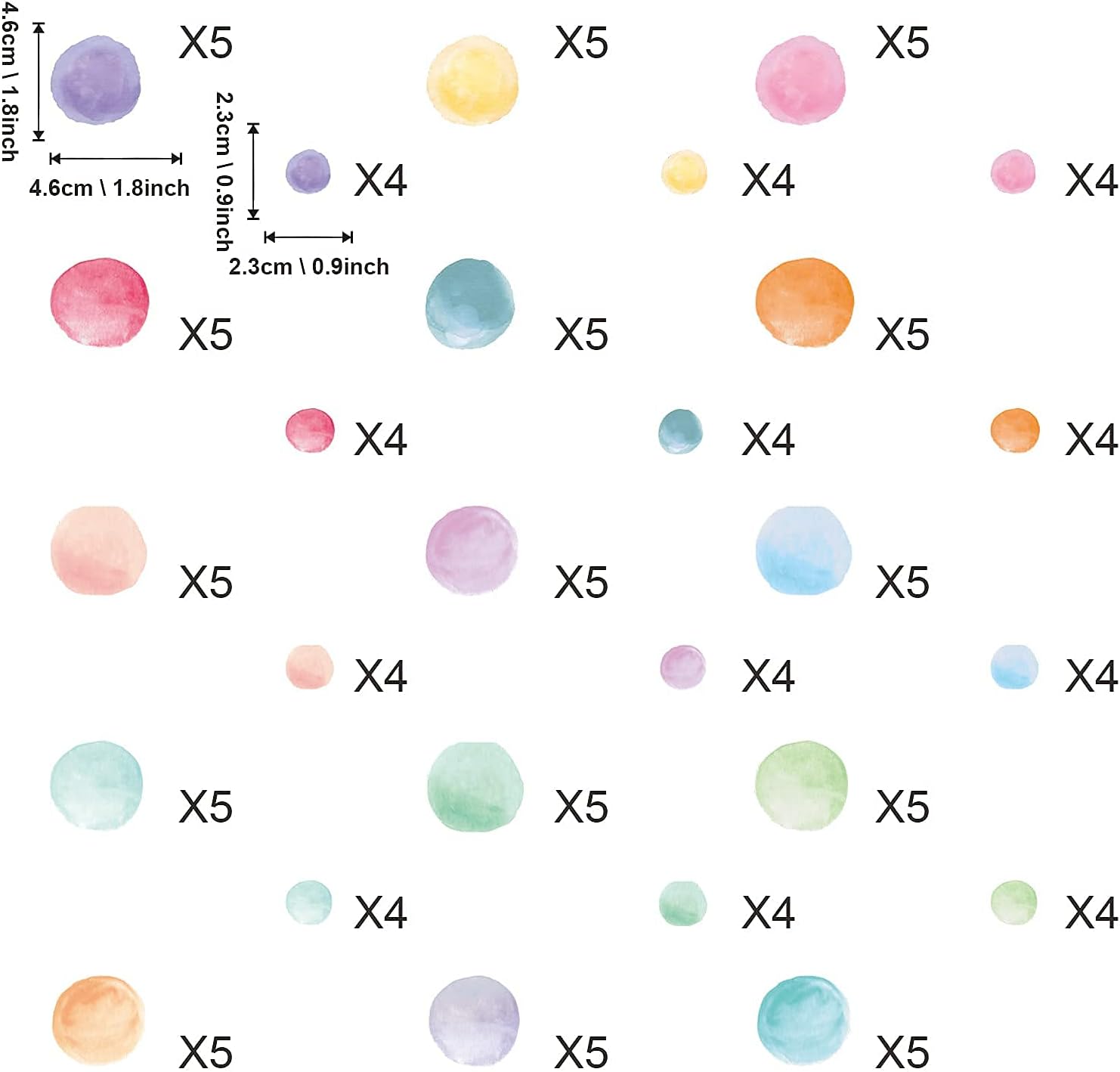 123 Pcs Pastel Polka Dot Wall Stickers Multicolor Circle Decor for Nursery and Kids Room