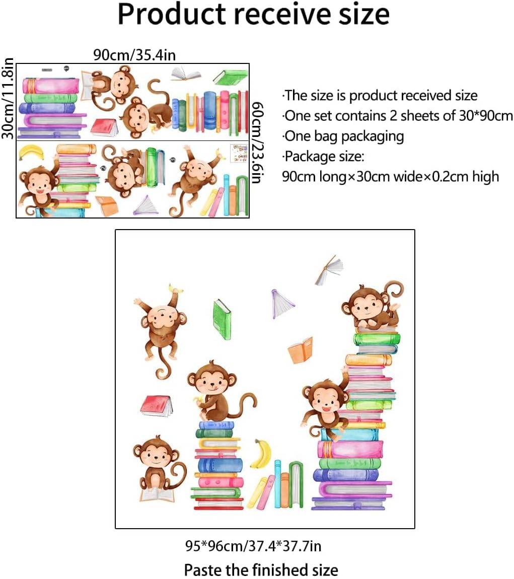 Monkey Wall Decals for Baby Nursery Bedroom Classroom Decor