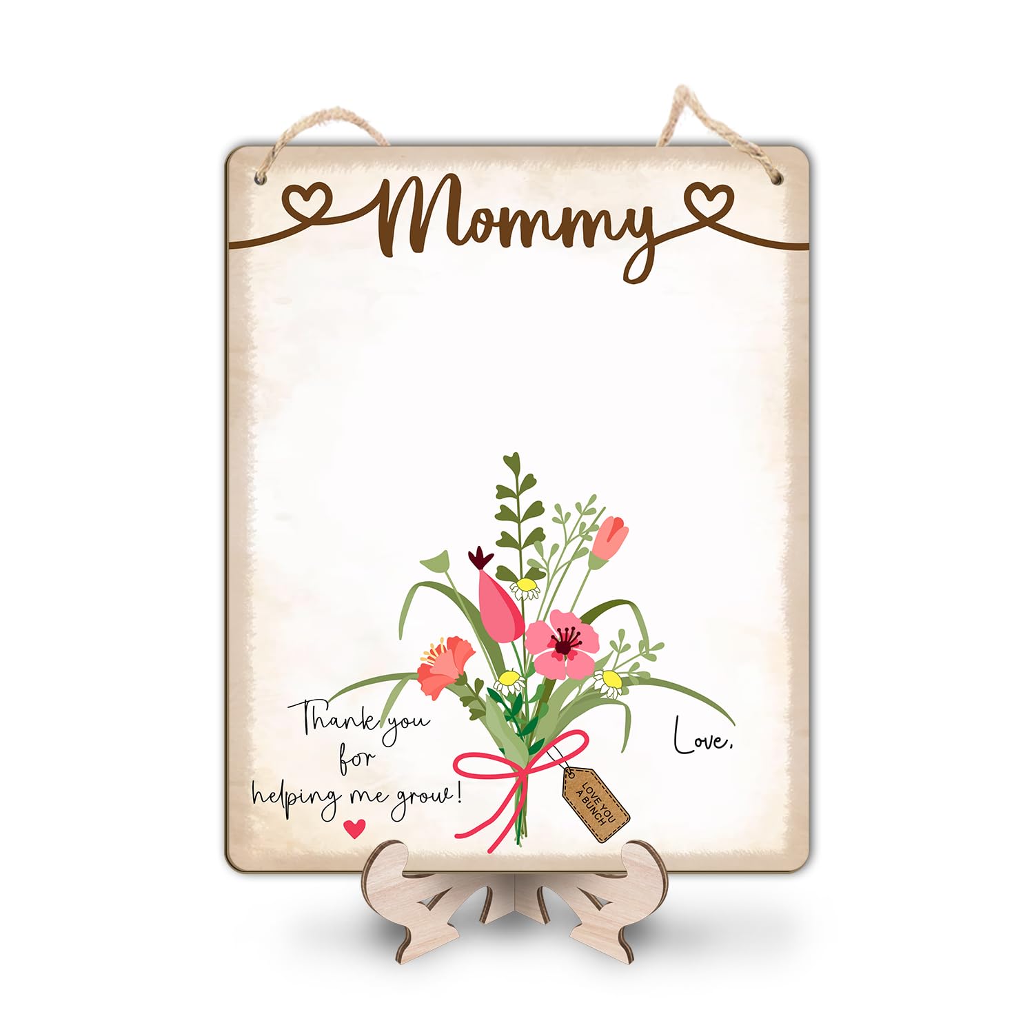 DIY Babys First Mothers Day Handprint Flowers Hanging Sign for Mom