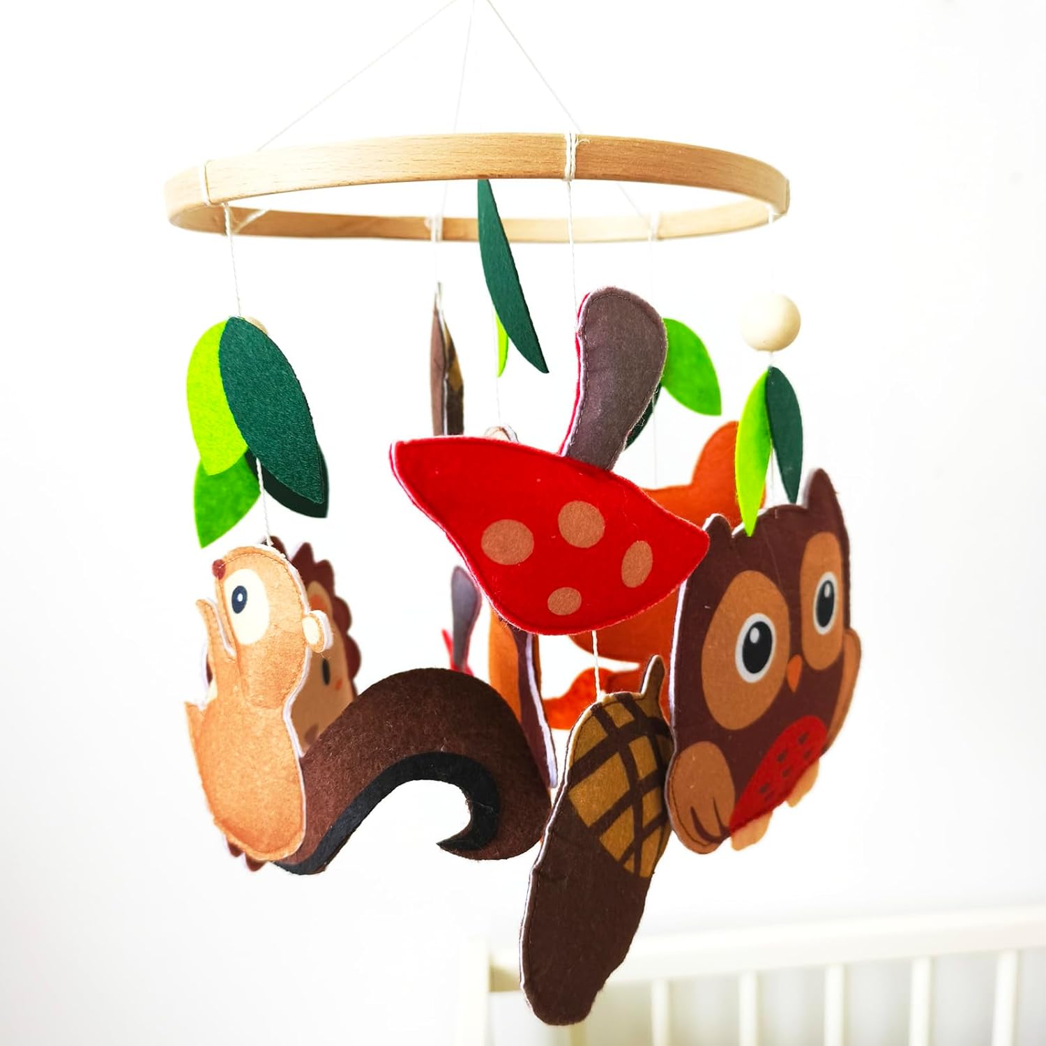 Felt Forest Animals Baby Mobile with Owl and Fox Theme