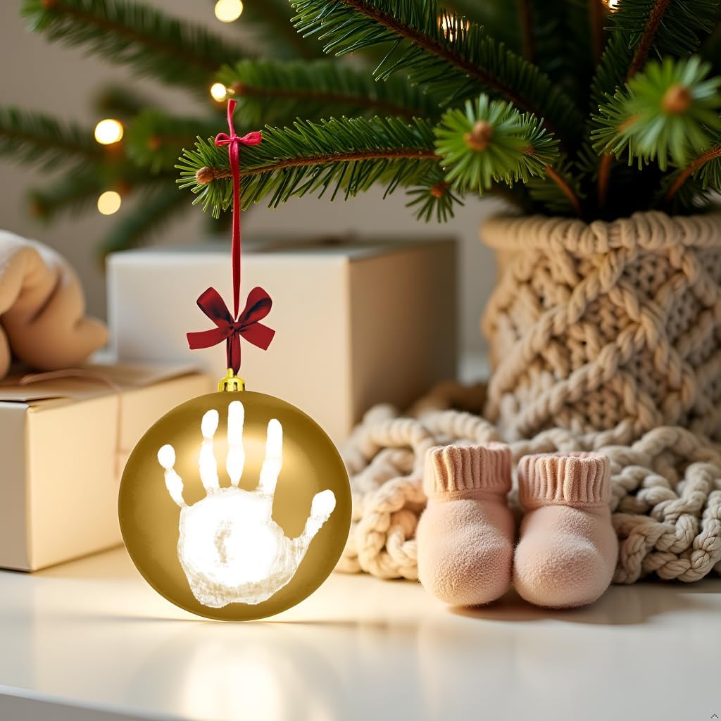 Tiny Ideas Christmas Baby Print Ball Ornament with Paint