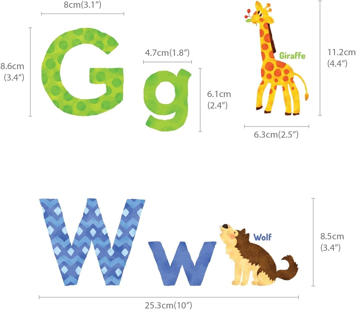 DECOWALL DS8-1608 Watercolor Animal Alphabet Wall Stickers