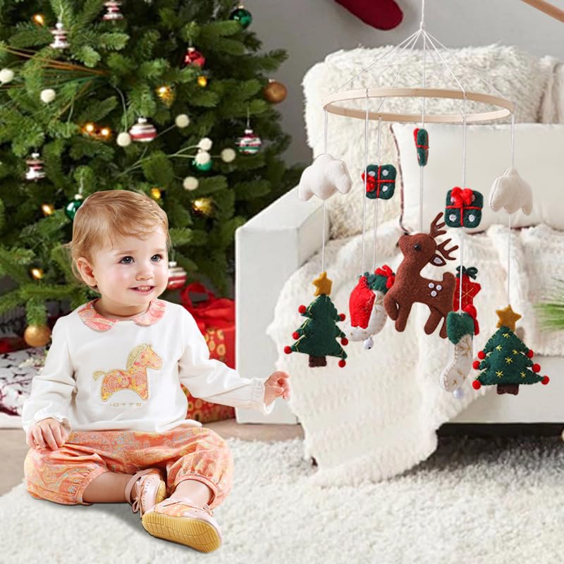 Christmas Crib Mobile Handmade Felt Reindeer Decor