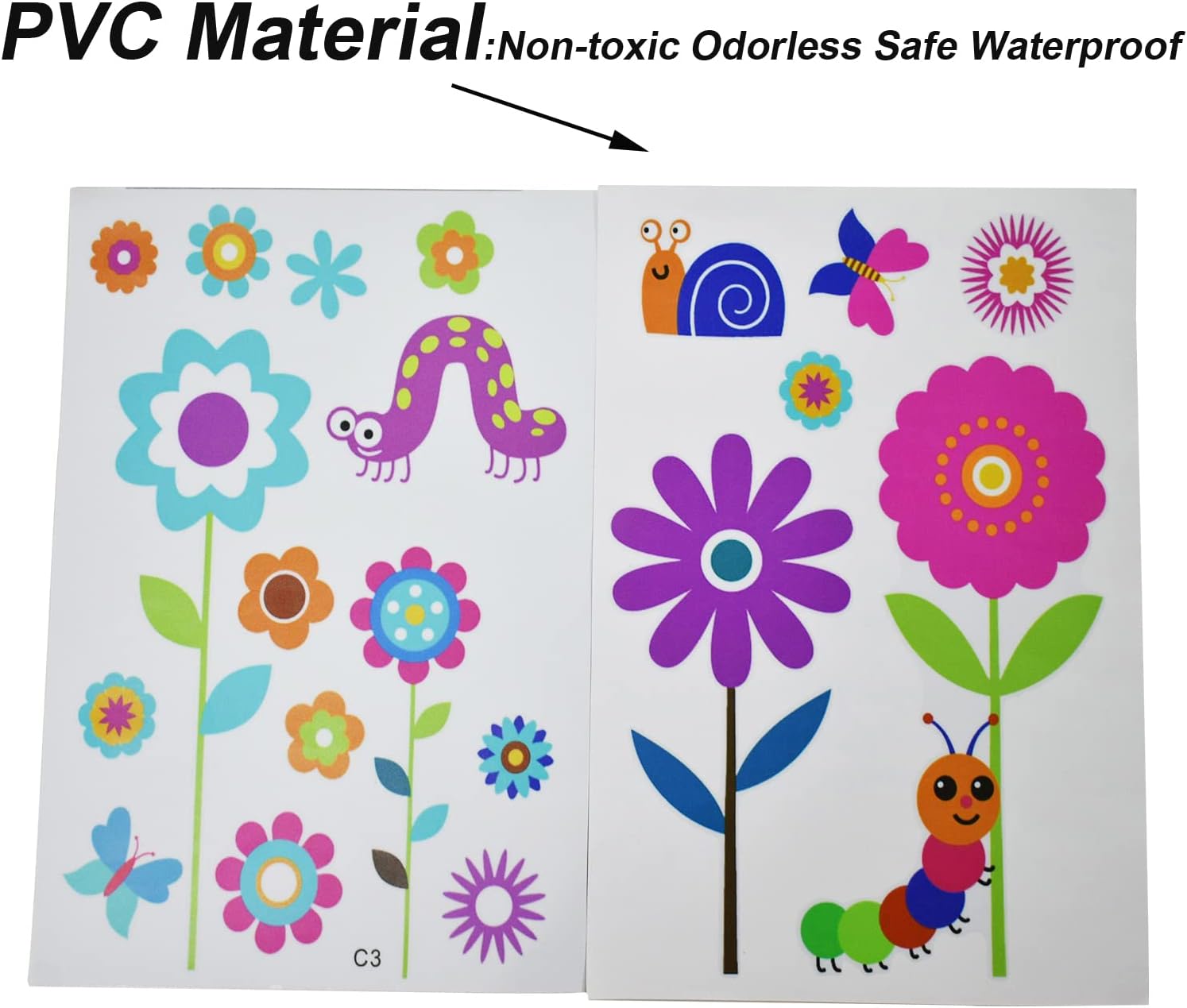 Maydahui 56 PCS Garden Flower Wall Sticker Set