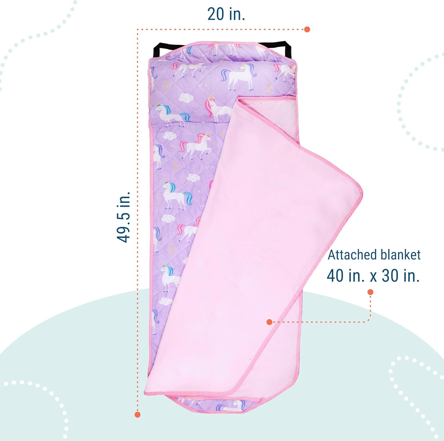 Wildkin Quilted Kids Nap Mat with Pillow and Elastic Straps