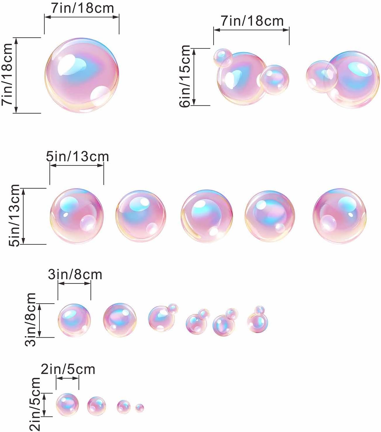 Amimagen Color Bubble Wall Stickers for Kids Room