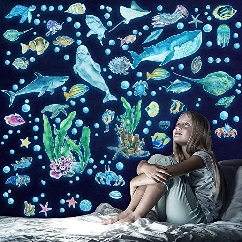 Glow in The Dark Ocean Wall Decals for Kids Room Decor