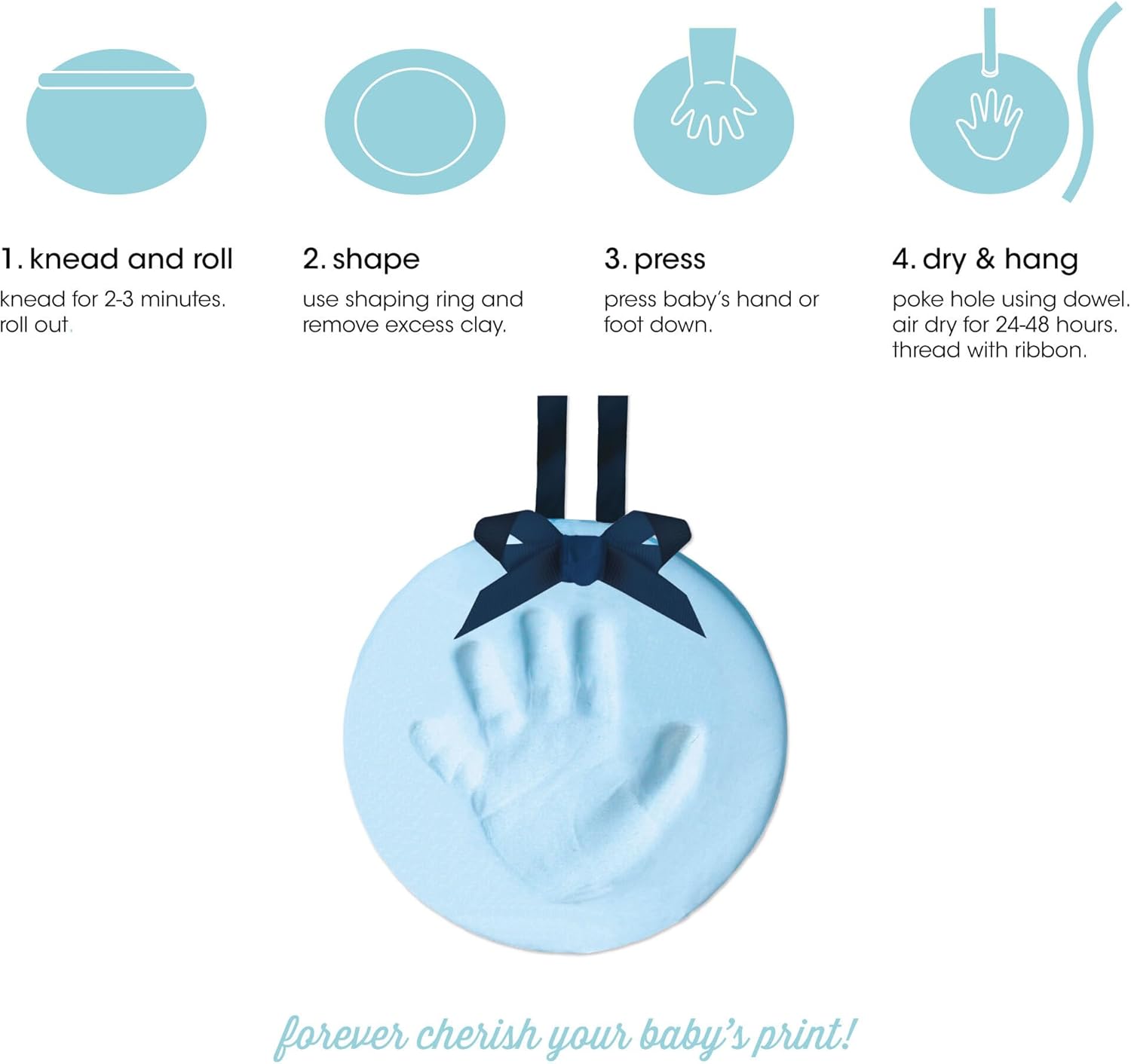 Pearhead Easy DIY Babyprints Ornament Kit with Ribbon Blue Pack of 2