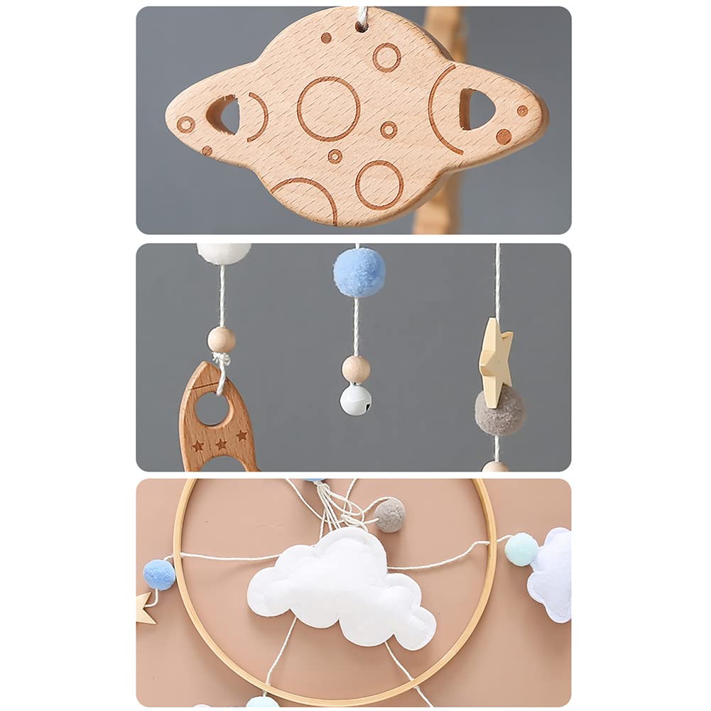 Baby Musical Crib Mobile with Rotating Wooden Pendant
