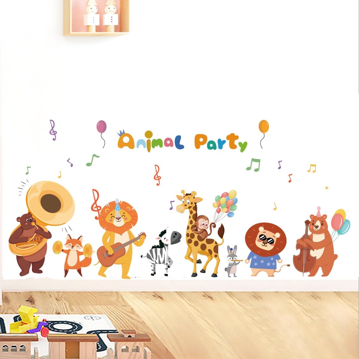Kids Playroom Animals Wall Decals Large Colorful Wall Stickers for Nursery Daycare