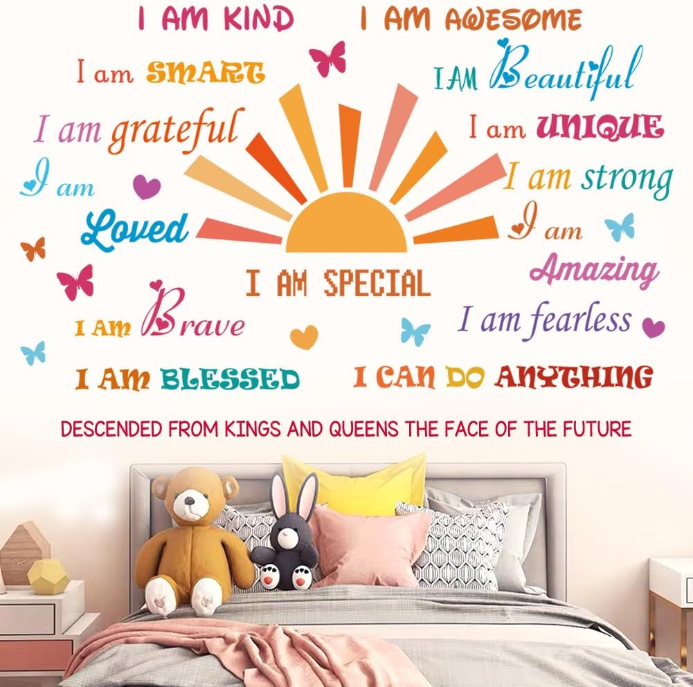 Inspirational Quotes Half Sun Peel and Stick Wall Decals for Baby Nursery Decor