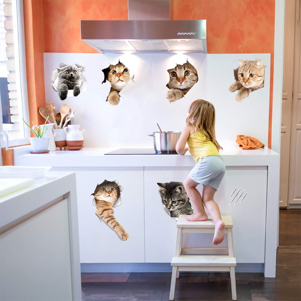 11PCS 3D Removable Cartoon Cat Wall Stickers for Decor