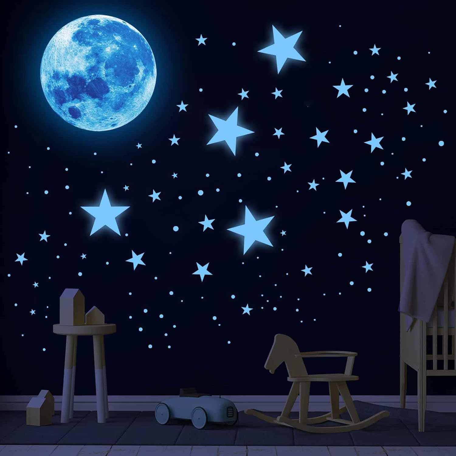1078Pcs Glow in The Dark Stars Moon Ceiling Decor Stickers