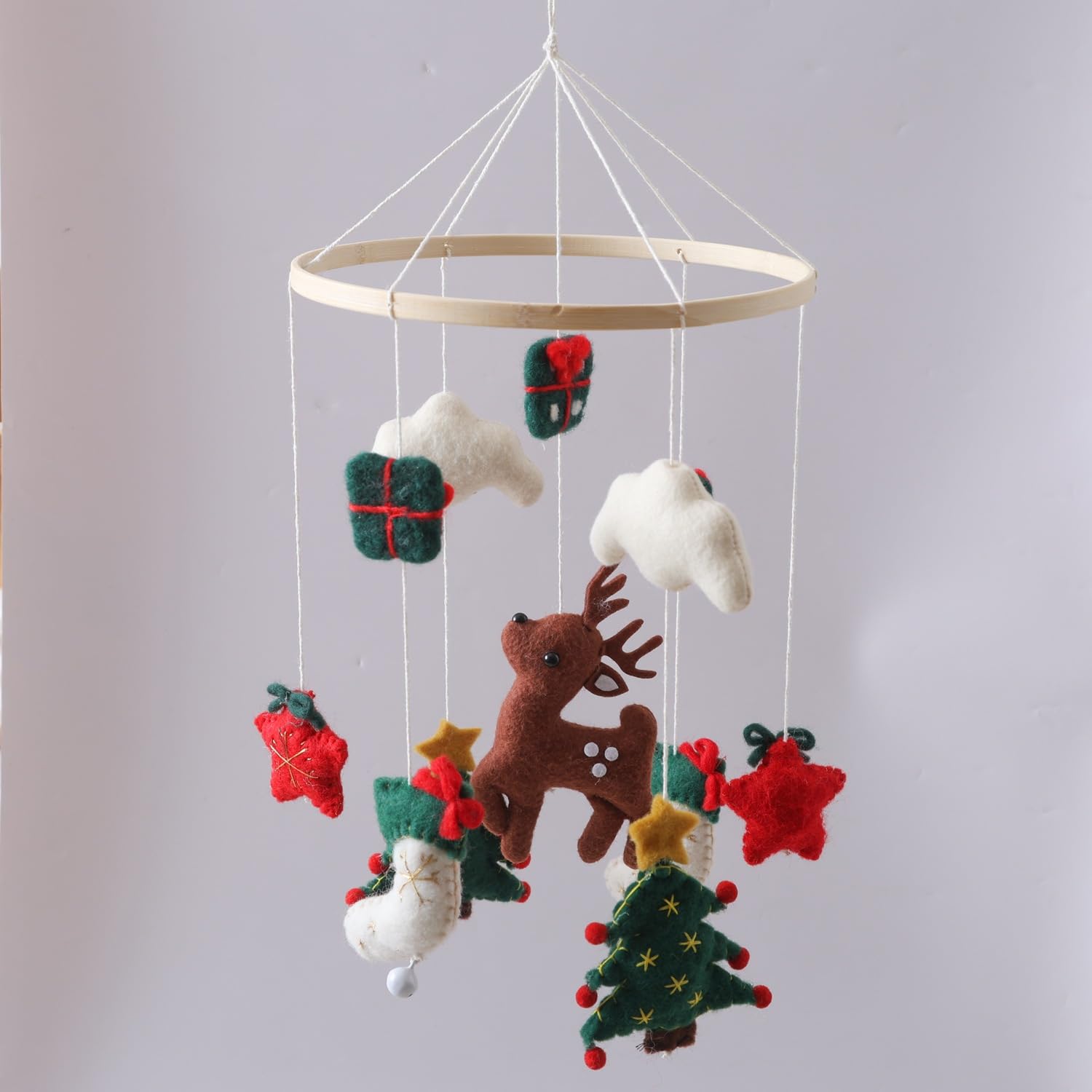 Christmas Crib Mobile Handmade Felt Reindeer Decor
