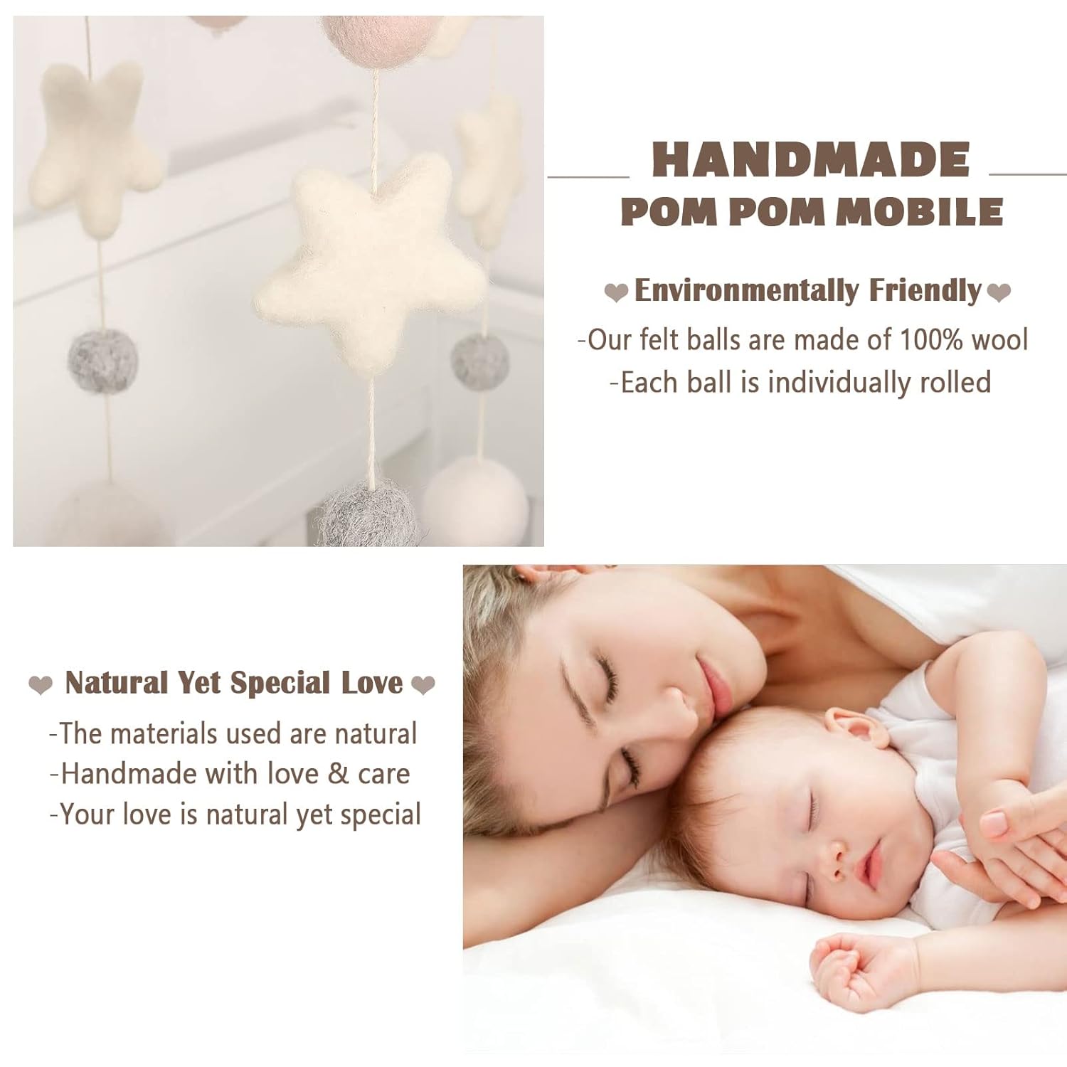 Boho Baby Mobile - Gender Neutral - Felt Ball Decor