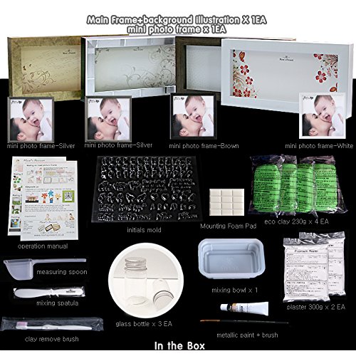 Momspresent Baby Hand Footprint Casting Kit with Silver Frame and Gold Frame