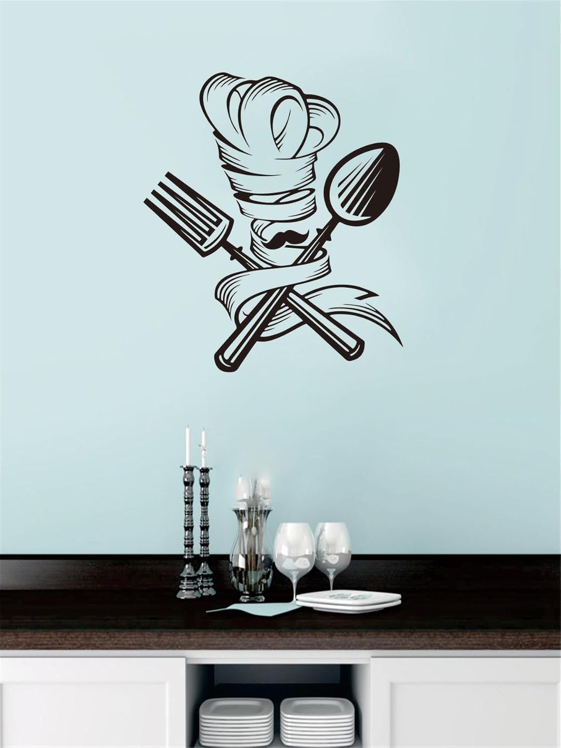 Whimsical Chef Wall Sticker - 17x19 Inches Black