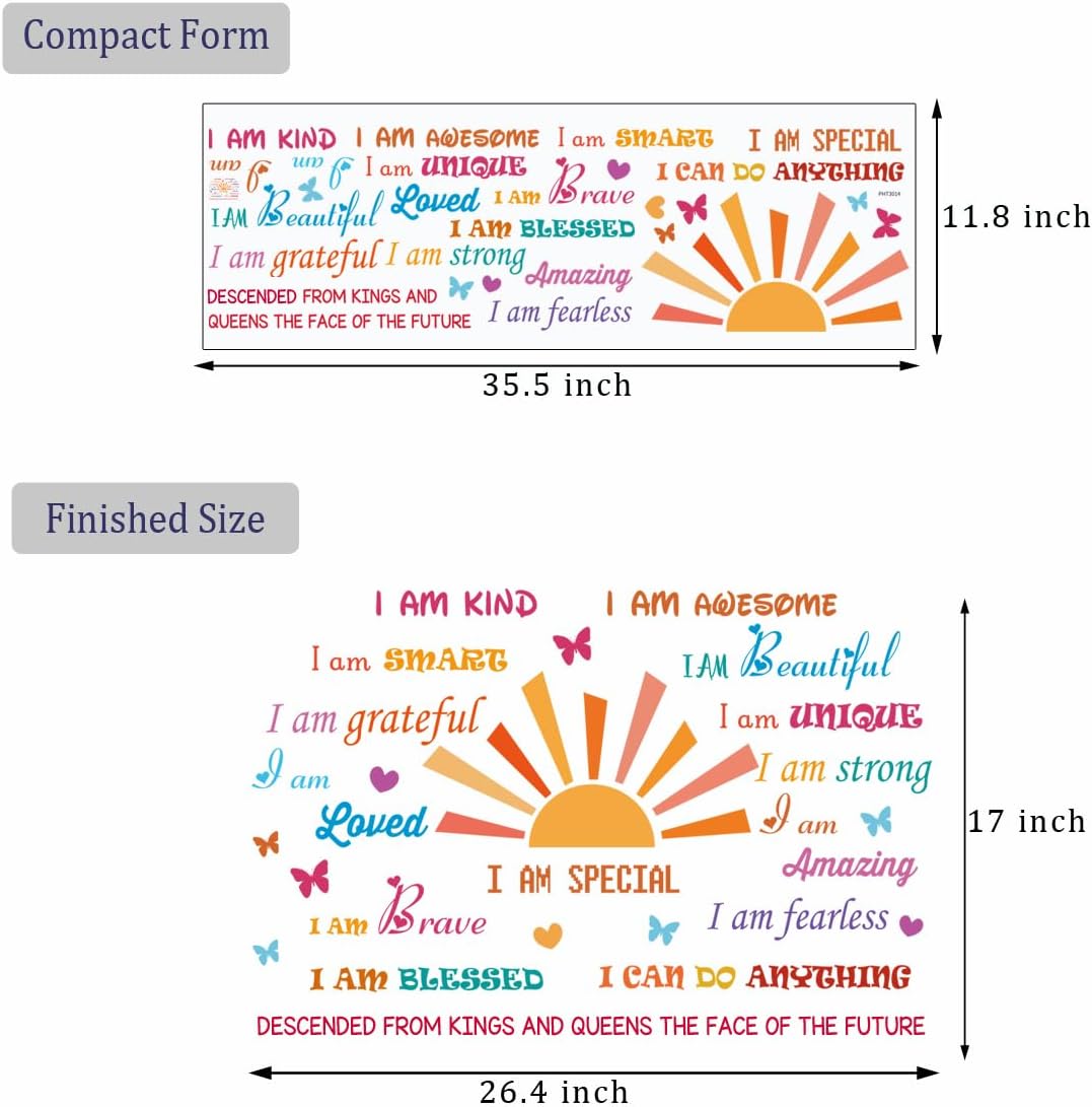 Inspirational Quotes Half Sun Peel and Stick Wall Decals for Baby Nursery Decor