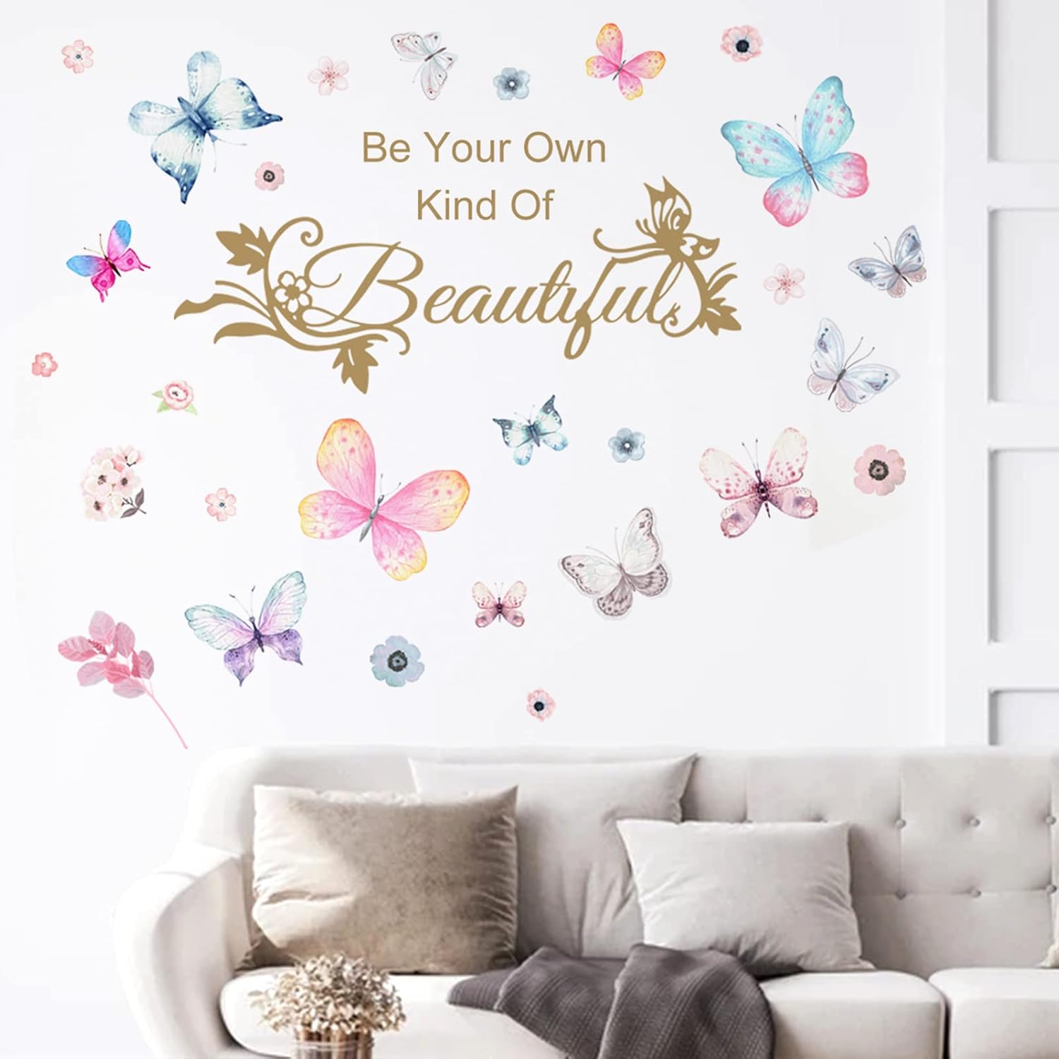 Colorful Butterflies Wall Sticker with Inspiring Quotes