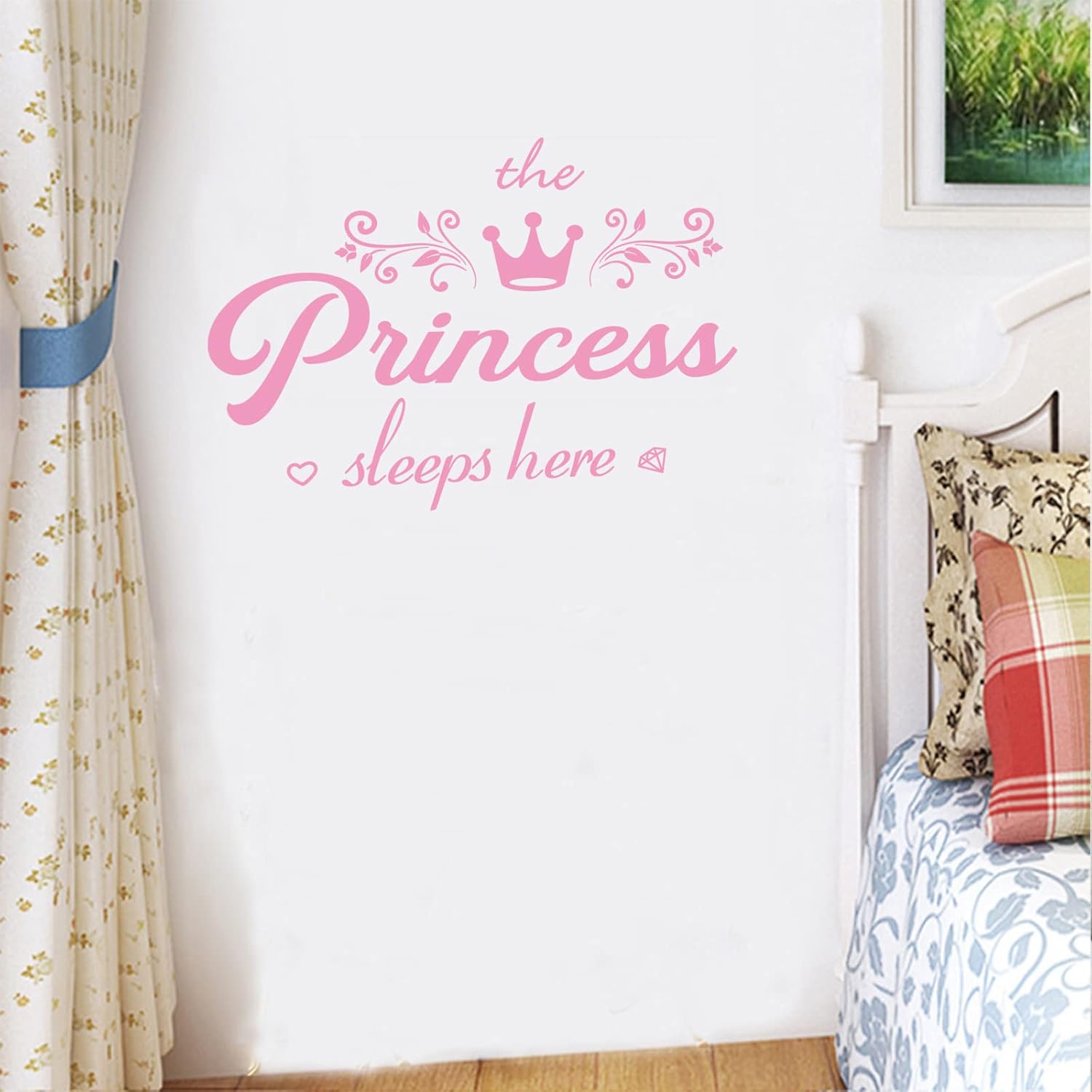 Crown Diamond Princess Sleep Here Wall Decal Sticker