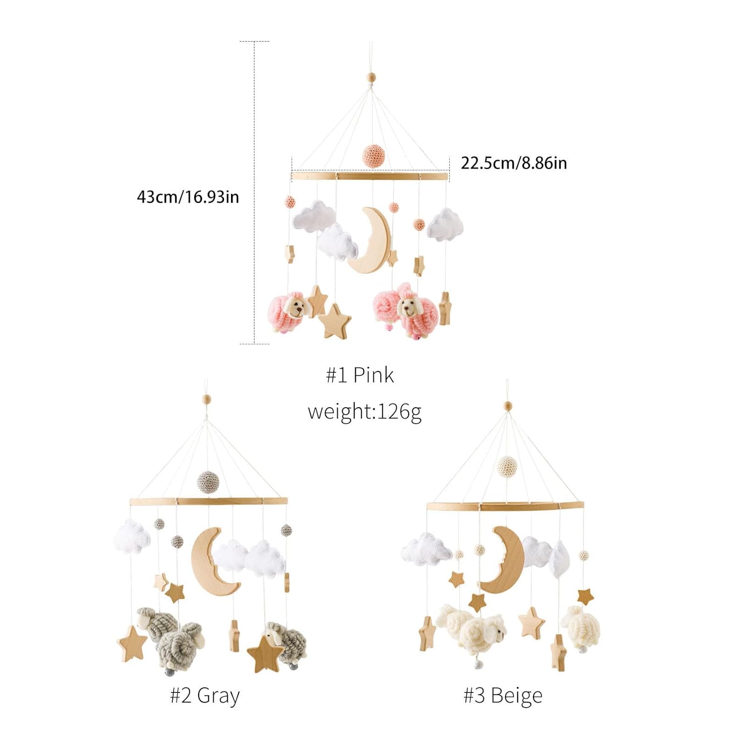 2025 Bohemian Style Baby Mobile with Clouds Moon Sheep