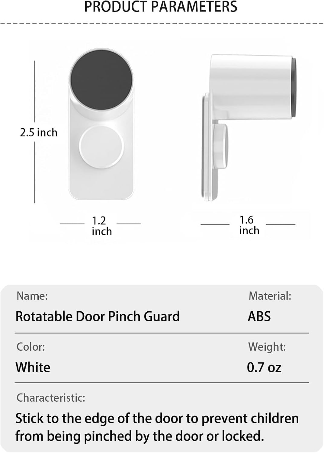 Kytasryl Door Pinch Guard 3PCS Baby Proofing Door Stopper with 180 Rotating Self Adhesive Base