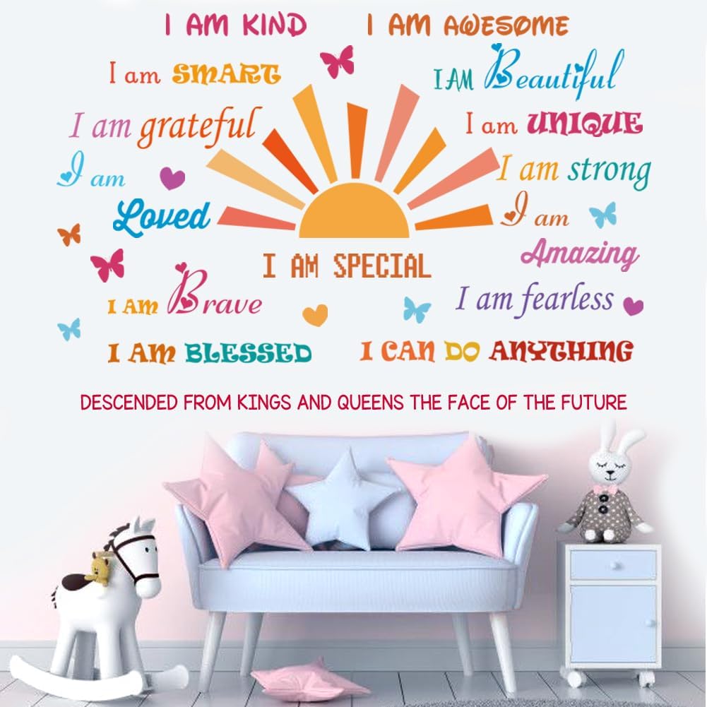 Inspirational Quotes Half Sun Peel and Stick Wall Decals for Baby Nursery Decor