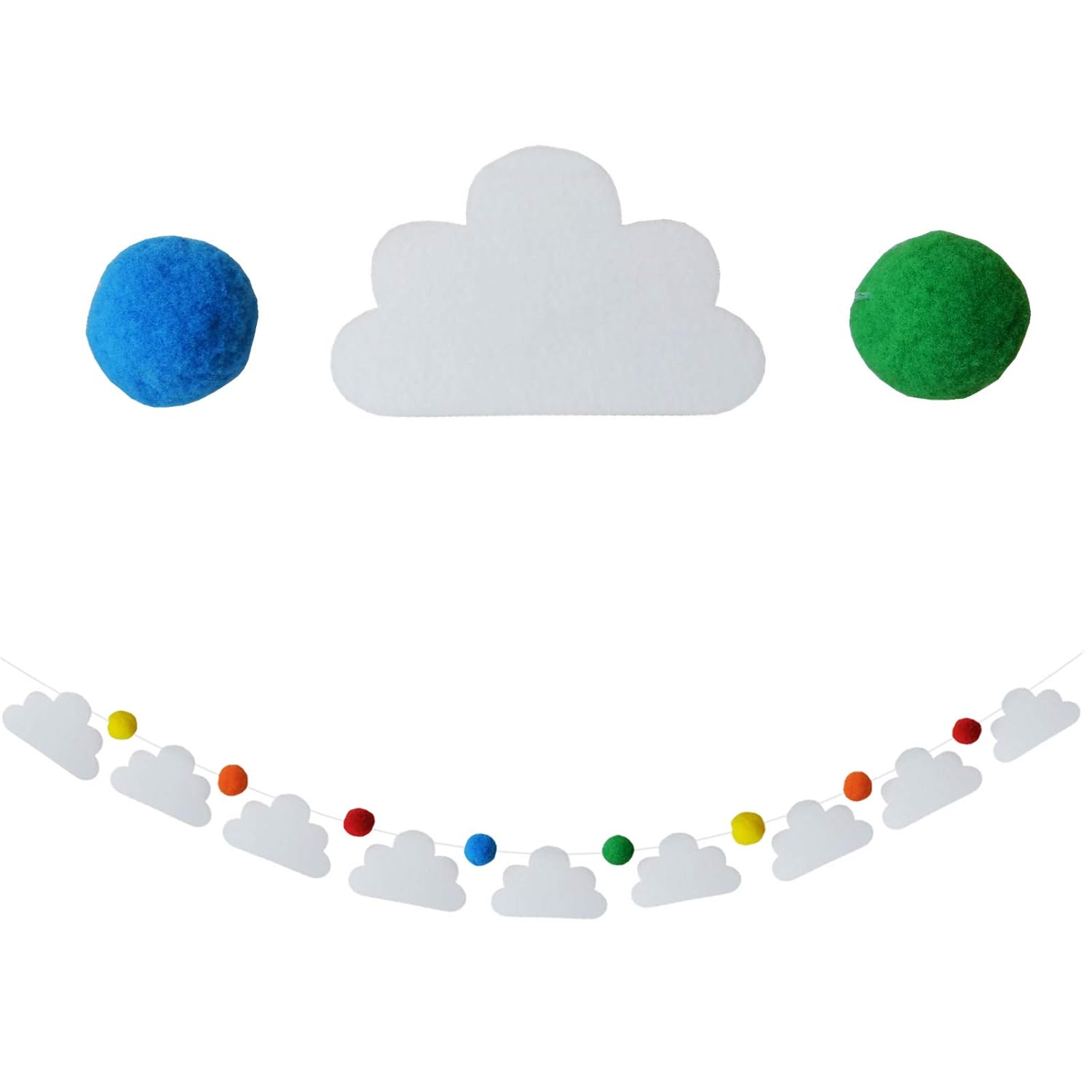 Baby Crib Mobile Rainbow Birds in Clouds with Garland