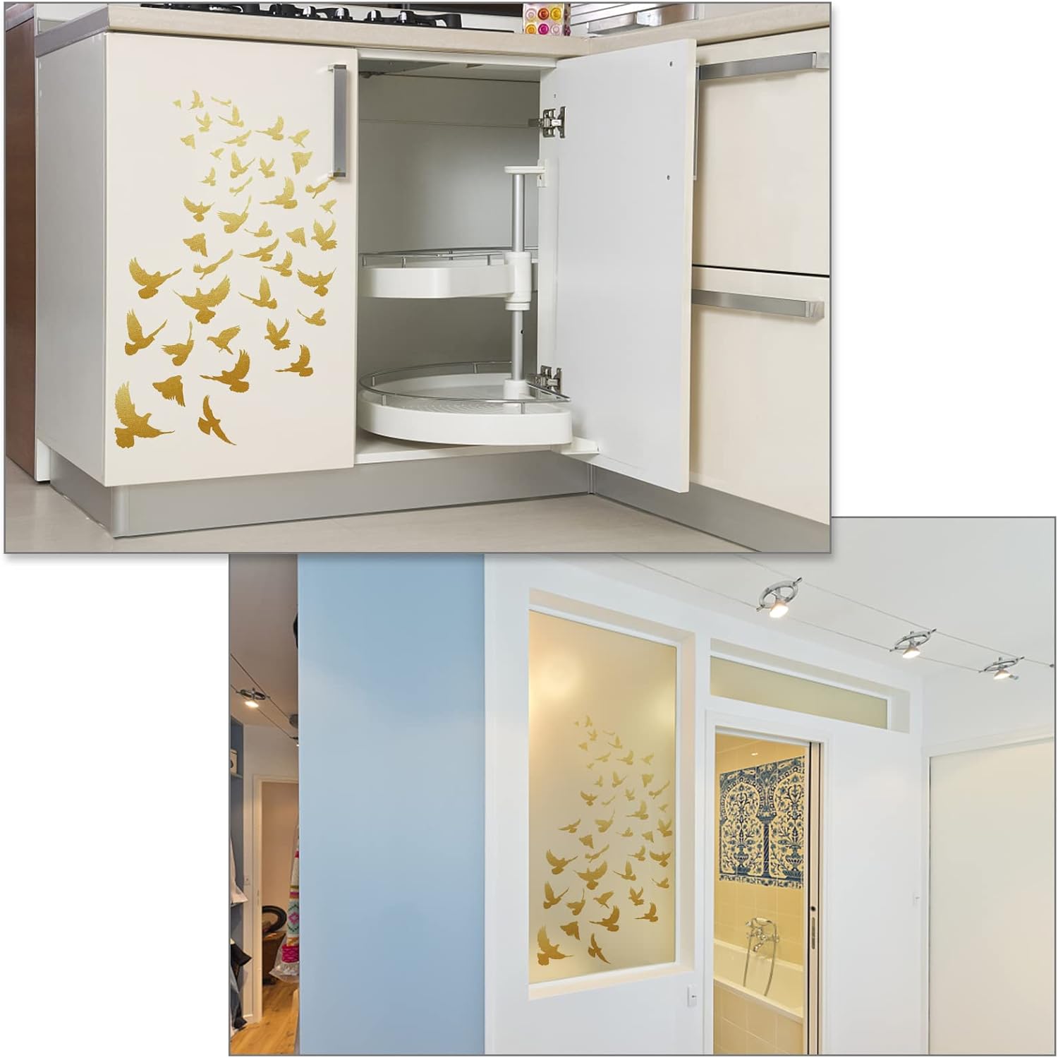 SUPERDANT 40PCS Gold Flying Birds Wall Stickers