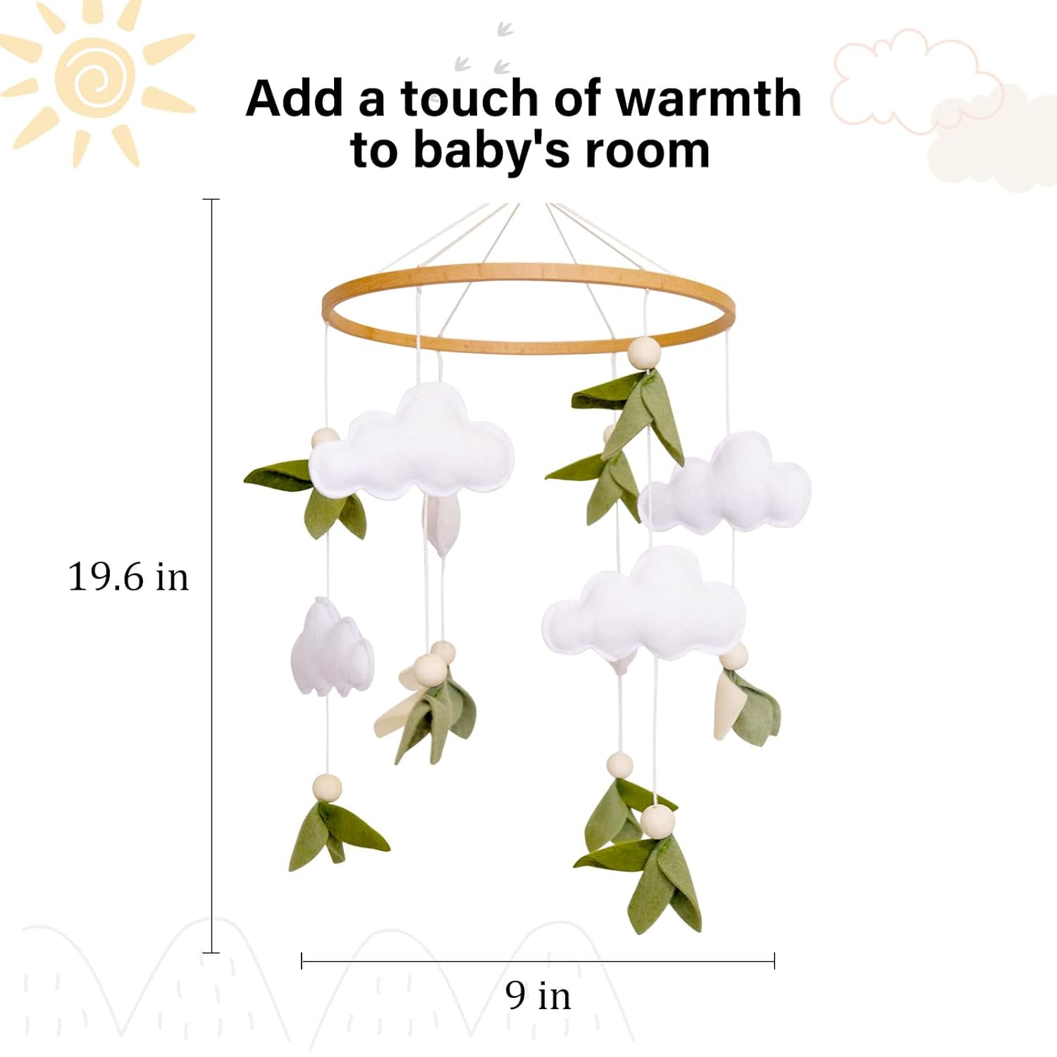 Green Leaf Crib Mobile for Baby Boys Girls
