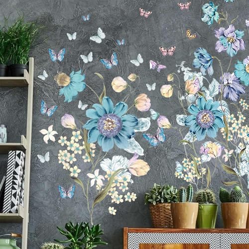 Buy One Get Five Boho Blue Flower Wall Decals