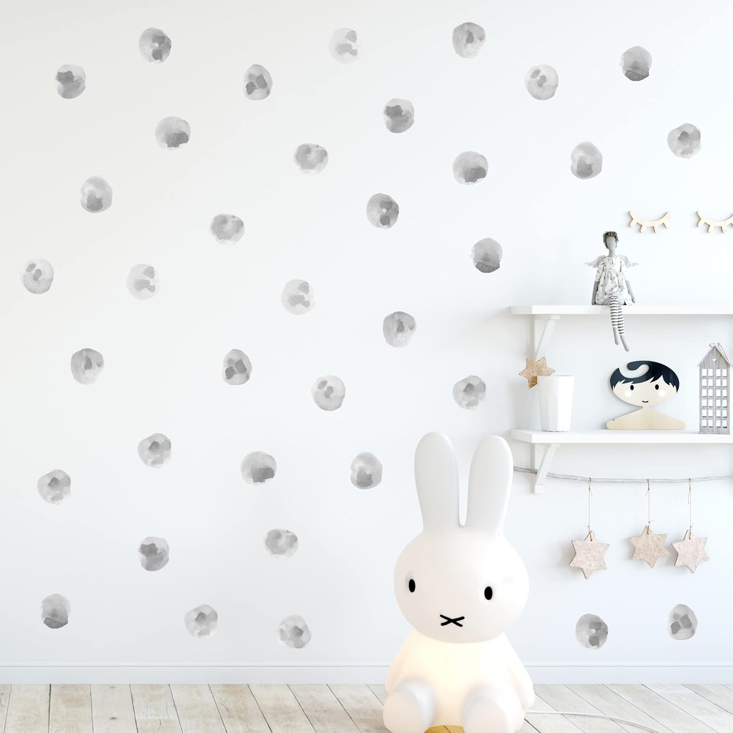 120pcs 22 Gray Polka Dots Wall Decals for Kids Removable Peel and Stick Wall Art Decor