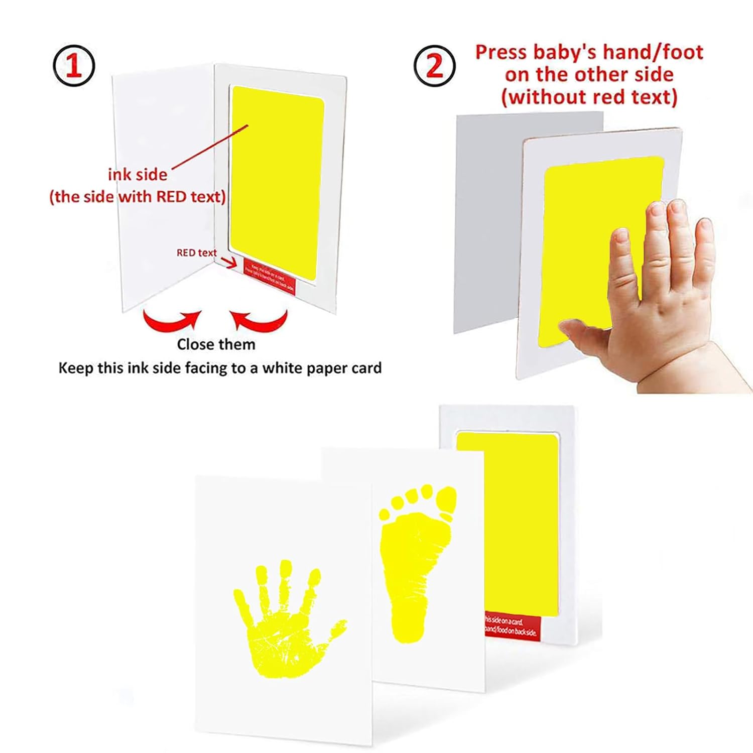 LelonHo Inkless Hand and Footprint Kit 4 Pack Yellow