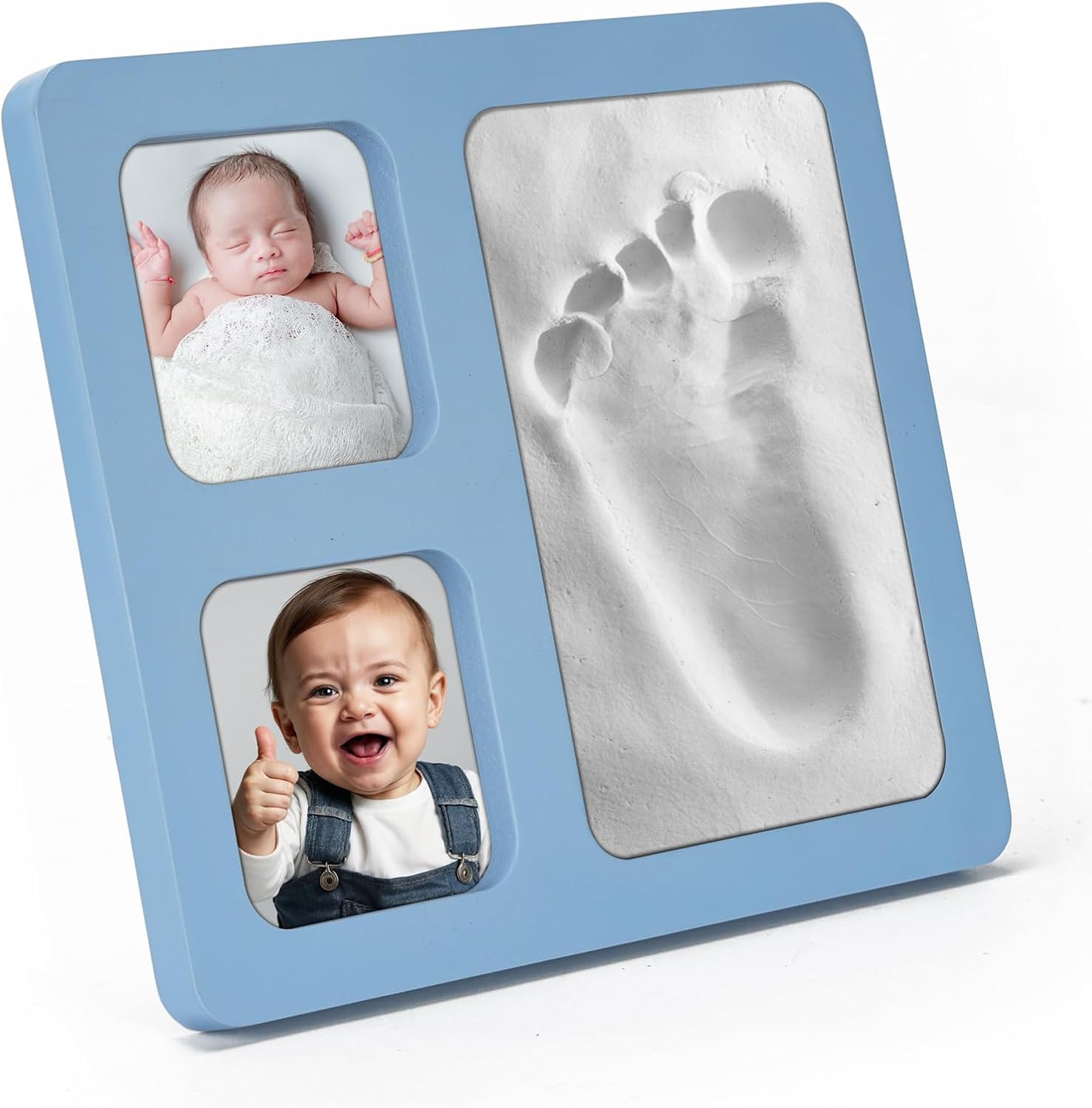 Baby Handprint Footprint Kit with Blue 4x6 Clay Frame