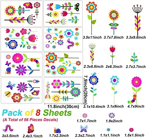 Maydahui 56 PCS Garden Flower Wall Sticker Set