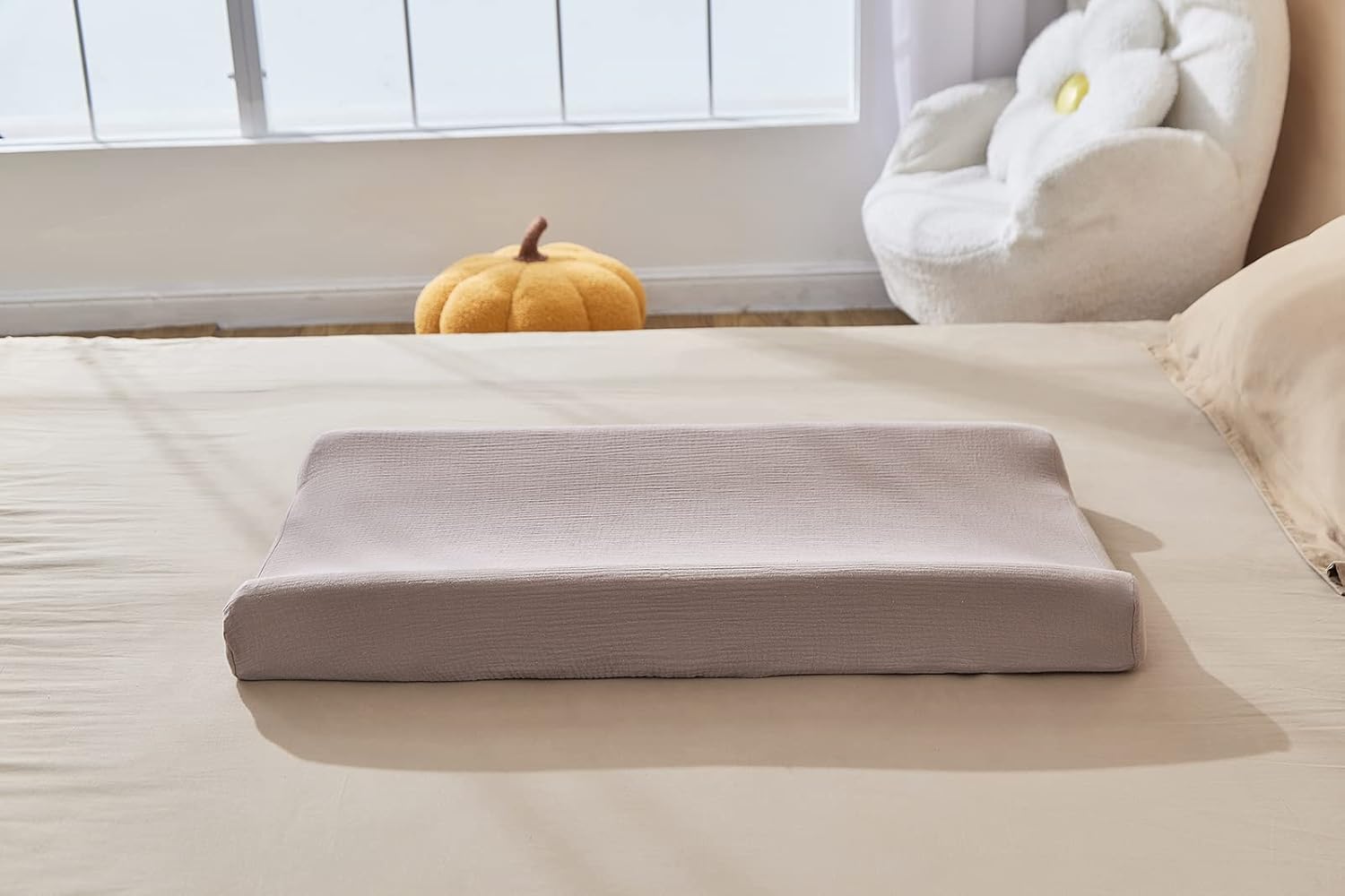 Aullar Solid Muslin Changing Table Pad Cover Khaki