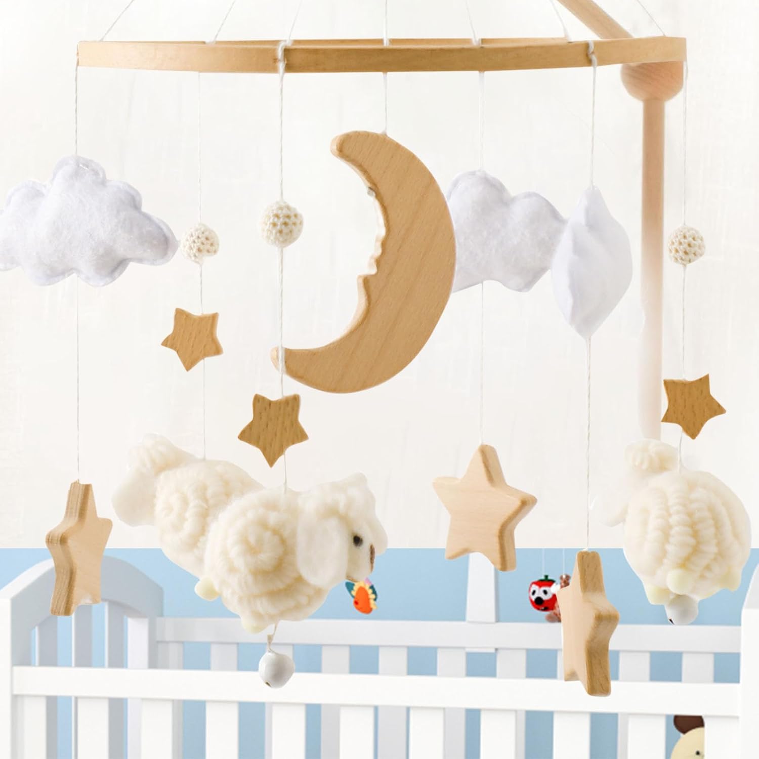 2025 Bohemian Style Baby Mobile with Clouds Moon Sheep