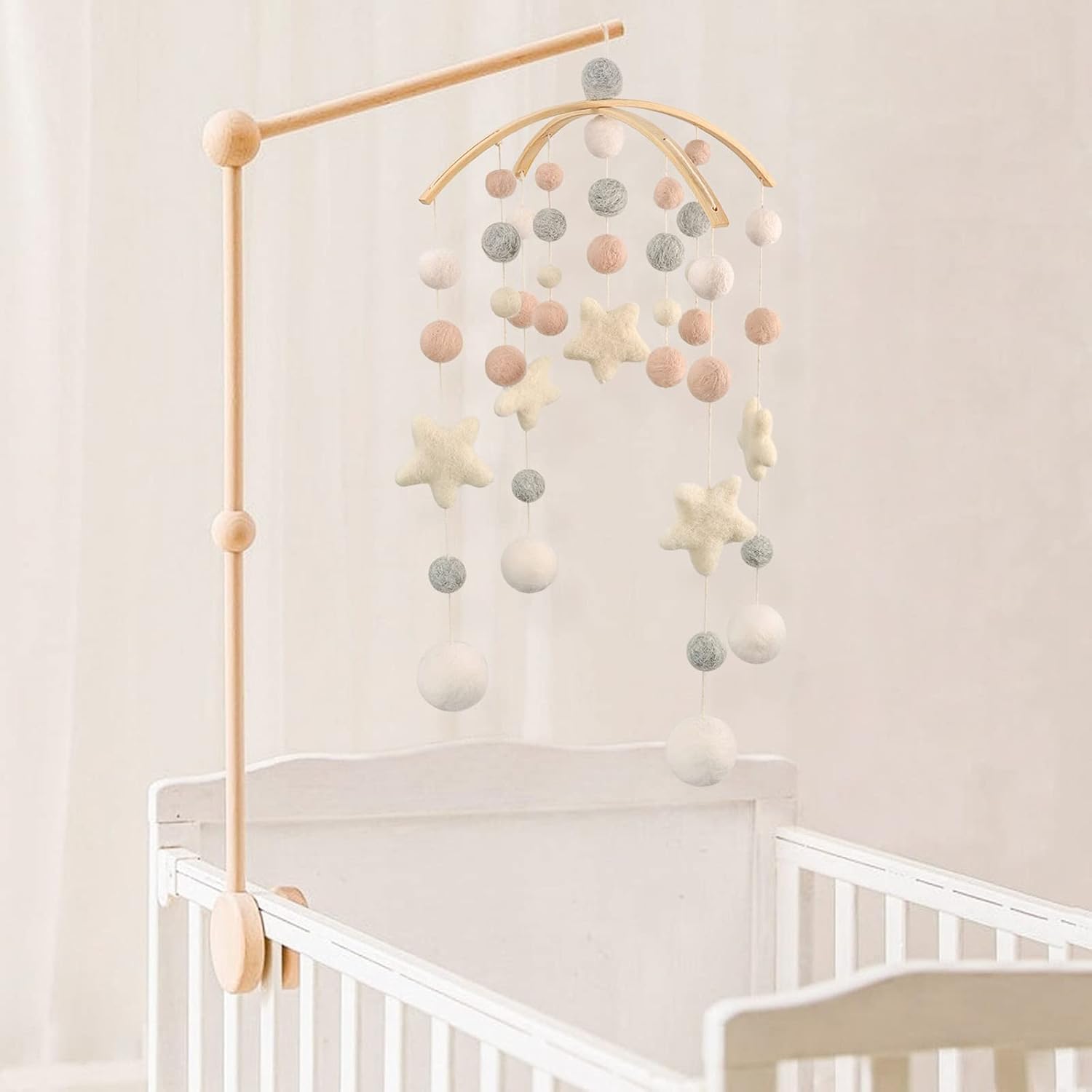 Boho Baby Mobile - Gender Neutral - Felt Ball Decor