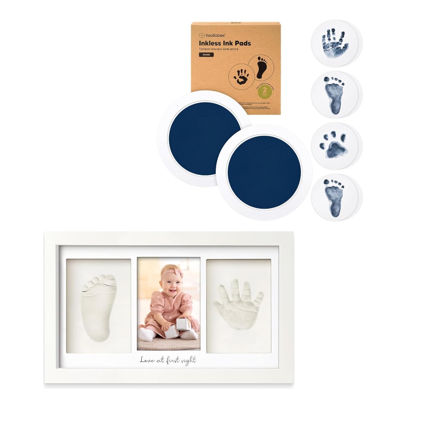 KeaBabies 2-Pack Inkless Hand and Footprint Kits