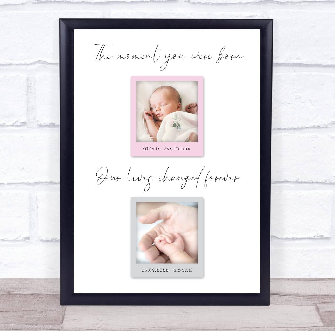 2 Photos Girl New Baby Birth Details Nursery Christening Keepsake Print